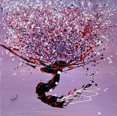 Painting titled "SAKURA" by Ysabel Laffitte, Original Artwork, Acrylic Mounted on Wood Stretcher frame