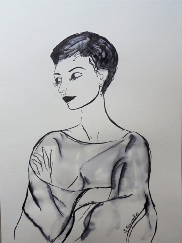 Dessin intitulée "Jeanne" par Isabelle Charpentier, Œuvre d'art originale