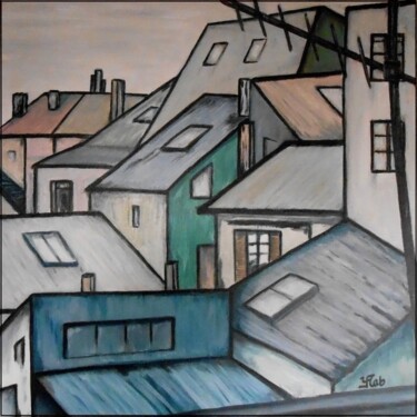 Schilderij getiteld "Habiter en ville" door Ytab Peintures, Origineel Kunstwerk, Acryl