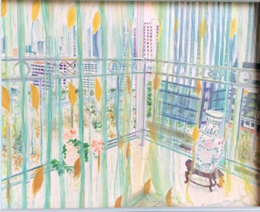 Schilderij getiteld "午后的窗" door Yu Ping Chen, Origineel Kunstwerk, Olie Gemonteerd op Frame voor houten brancard