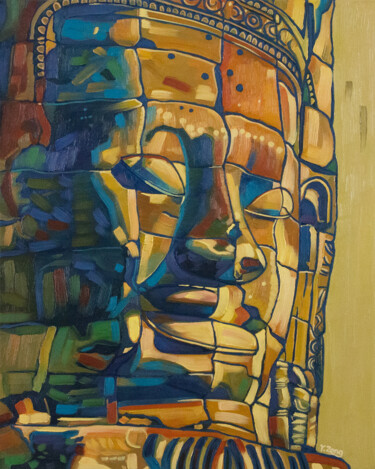 绘画 标题为“Buddha statue Khmer…” 由Yue Zeng, 原创艺术品, 油