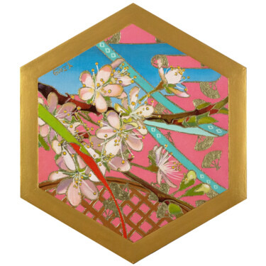 Pintura titulada "Yuzen style Spring…" por Yue Zeng, Obra de arte original, Oleo Montado en Panel de madera