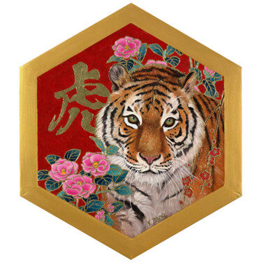 Pintura intitulada "Yuzen style year of…" por Yue Zeng, Obras de arte originais, Óleo Montado em Painel de madeira