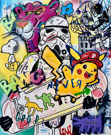 Malerei mit dem Titel "Dark side" von Yugipop, Original-Kunstwerk, Sprühfarbe