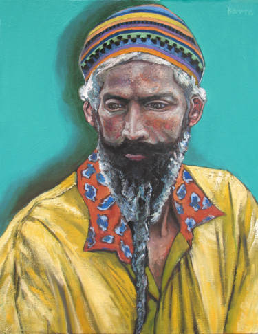 Painting titled "A Quiet Man #2" by Yuki Komura, Original Artwork, Oil