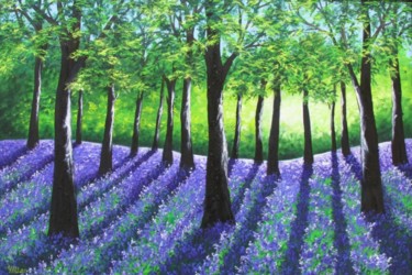 Painting titled "Bluebell Woods" by Yulia Allan, Original Artwork, Oil