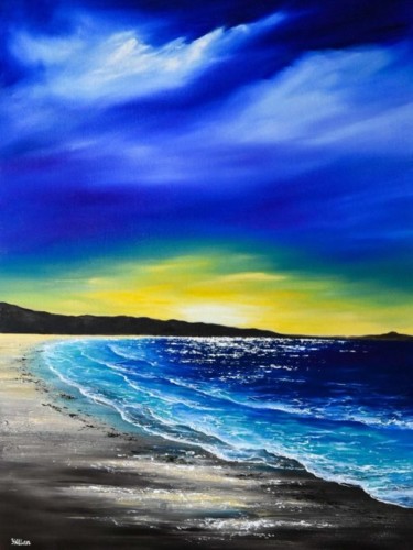 Pintura intitulada "Gullane Beach, East…" por Yulia Allan, Obras de arte originais, Óleo