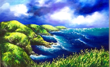 Pintura intitulada "The Cliffs of St.Ab…" por Yulia Allan, Obras de arte originais, Óleo