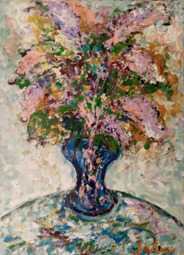 Pintura intitulada "Lilac bouquet" por Yulia Dolgorukova, Obras de arte originais, Acrílico