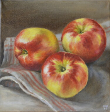 Pittura intitolato "Three Apples" da Yulia Ivanova, Opera d'arte originale, Olio