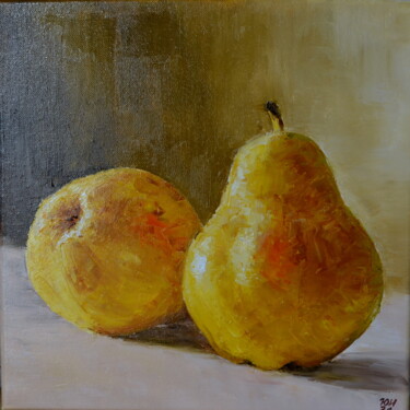 Painting titled "Two Pears" by Yulia Ivanova, Original Artwork, Oil