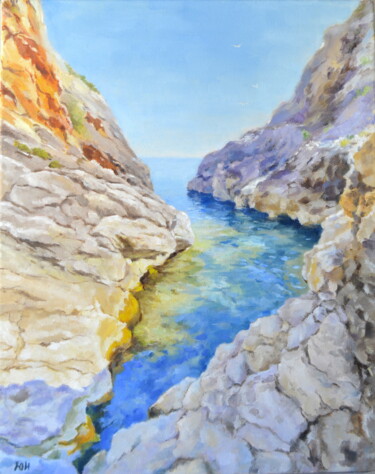 Ζωγραφική με τίτλο "Sicilian Rocky Sea" από Yulia Ivanova, Αυθεντικά έργα τέχνης, Λάδι