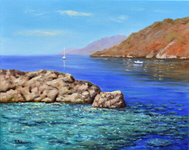 Картина под названием "Calm Sea" - Yulia Nikonova, Подлинное произведение искусства, Масло Установлен на Деревянная рама для…