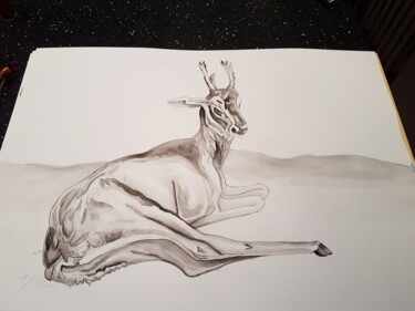 Dessin intitulée "Deer, aquarelle, en…" par Yulia Pelevina, Œuvre d'art originale, Aquarelle