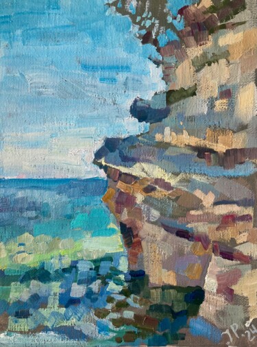 Painting titled "White Rock" by Yulia Prykina, Original Artwork, Oil