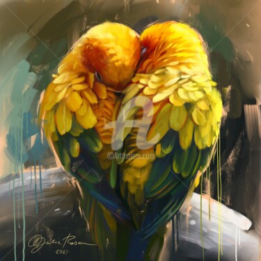 Pintura intitulada "INSEPARABLE LOVE -…" por Yulia Rossan, Obras de arte originais, Acrílico Montado em Armação em madeira