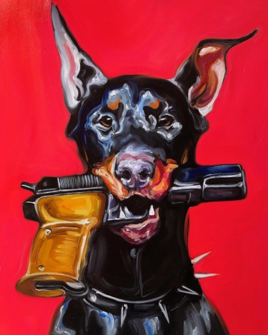 Malerei mit dem Titel "Good boy" von Yulia Varlamova, Original-Kunstwerk, Öl