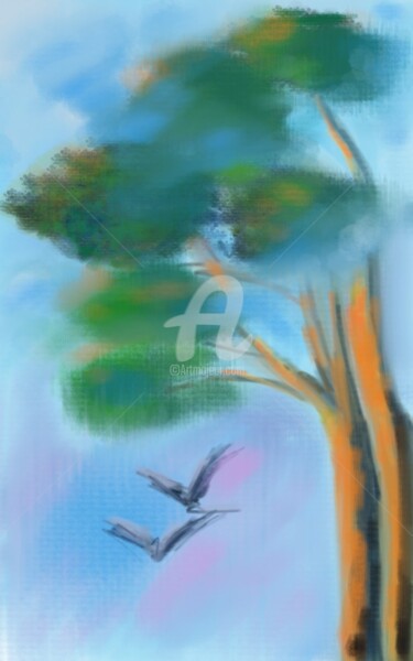 Digital Arts titled ""Большие деревья"" by Yulia Velychko (JulVelArt), Original Artwork, Digital Painting