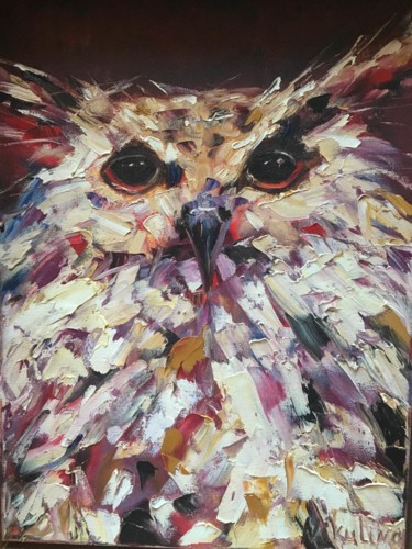 Pintura titulada "Owl" por Yulia Nikulina, Obra de arte original, Oleo Montado en Bastidor de camilla de madera