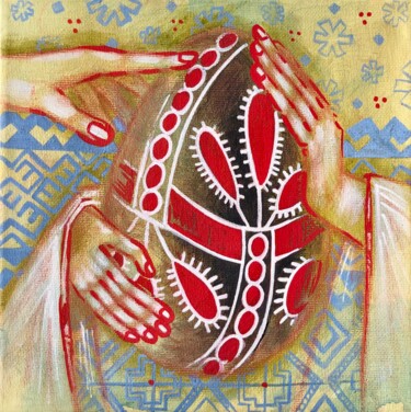 Malerei mit dem Titel "“EASTER EGG OF KYIV…" von Yuliia Chaika, Original-Kunstwerk, Acryl