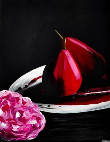 Malerei mit dem Titel "Spicy red" von Yuliia Khazova, Original-Kunstwerk, Acryl