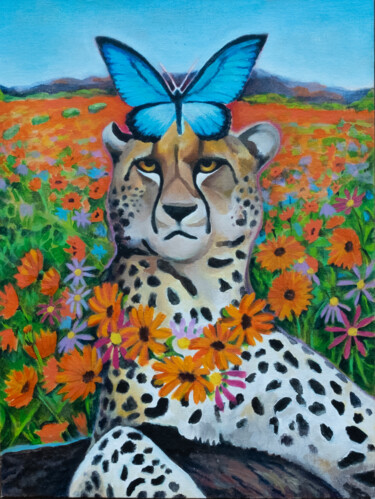 Malarstwo zatytułowany „Cheetah” autorstwa Yuliya Bokuchava, Oryginalna praca, Akryl