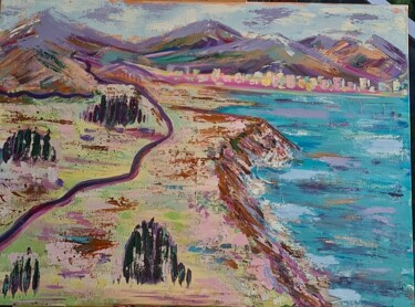 Peinture intitulée "City by the sea" par Yuliya Gündoğan (ostbiju_art), Œuvre d'art originale, Acrylique Monté sur Châssis e…