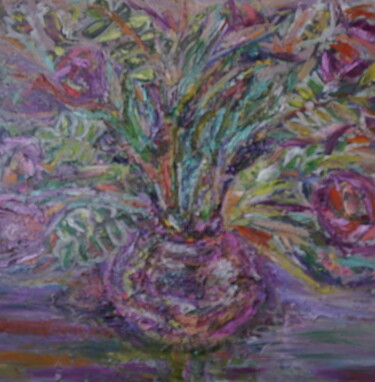 Pittura intitolato "Pink flowers or bee…" da Yuliya Gündoğan (ostbiju_art), Opera d'arte originale, Olio Montato su Telaio p…