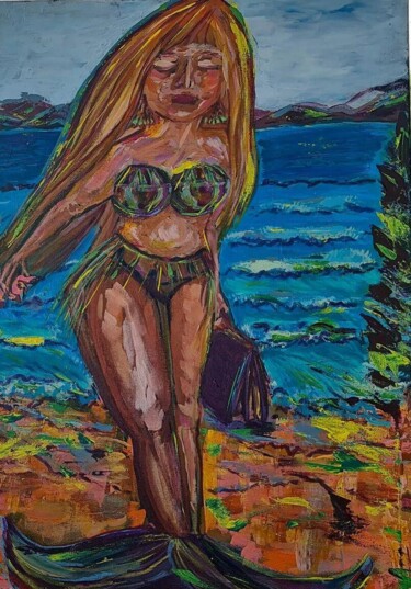 Картина под названием "Modern mermaid" - Yuliya Gündoğan (ostbiju_art), Подлинное произведение искусства, Акрил Установлен н…