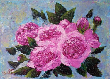 Картина под названием "Rose Painting Bouqu…" - Yuliya Illarionova, Подлинное произведение искусства, Акрил Установлен на кар…