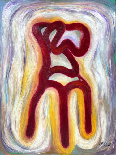 Pittura intitolato "The Red Chair." da Yuliya Pochynok (JJ Julia), Opera d'arte originale, Olio Montato su Telaio per barell…
