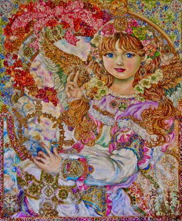 Painting titled "Yumi Sugai.The ange…" by Yumi Sugai, Original Artwork, Oil