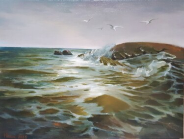 Peinture intitulée "Море" par Yunna V`Yun, Œuvre d'art originale, Huile