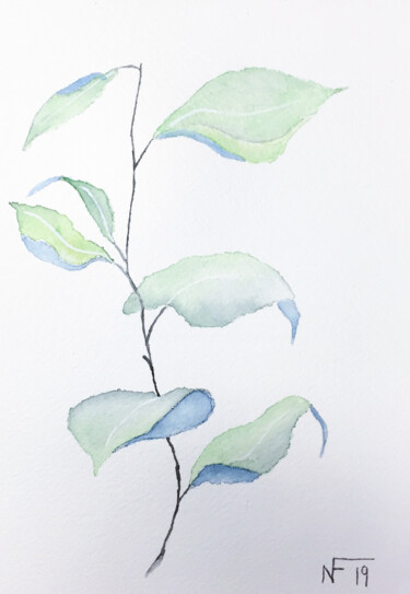 Peinture intitulée "Leaves Studio 3" par Yūrei, Œuvre d'art originale, Aquarelle