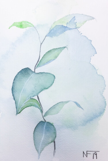 Peinture intitulée "Leaves Studio 5" par Yūrei, Œuvre d'art originale, Aquarelle