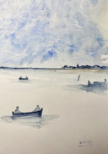 Pittura intitolato "Il lago" da Yūrei, Opera d'arte originale, Acquarello