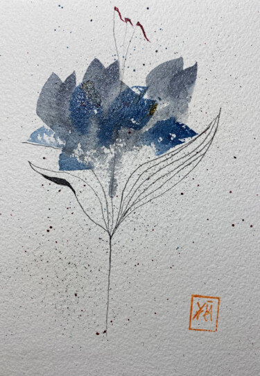 Schilderij getiteld "Abstract flower 1" door Yūrei, Origineel Kunstwerk, Aquarel