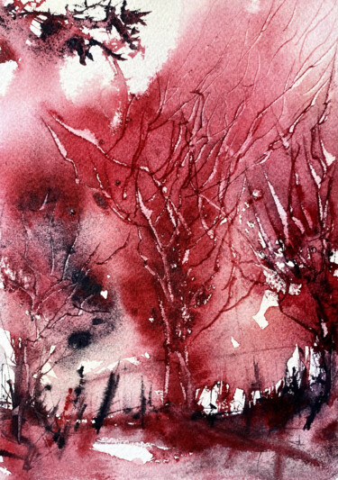Painting titled "Elemento Fuoco" by Yūrei, Original Artwork, Watercolor