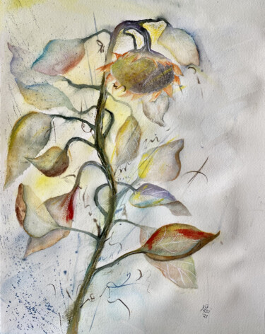 Painting titled "Prova di primavera…" by Yūrei, Original Artwork, Watercolor