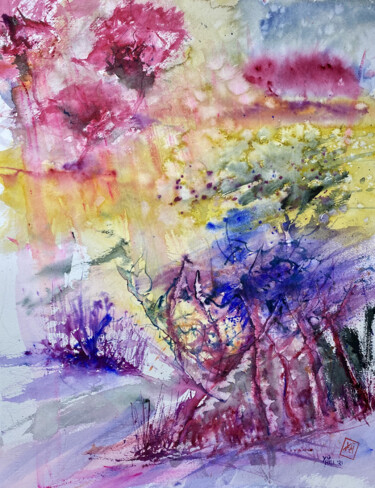 Painting titled "Temporale a Giugno" by Yūrei, Original Artwork, Watercolor