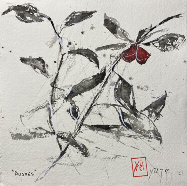 Painting titled "Acquarellini - Bush…" by Yūrei, Original Artwork, Watercolor