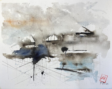 Peinture intitulée "An Abstract day" par Yūrei, Œuvre d'art originale, Aquarelle