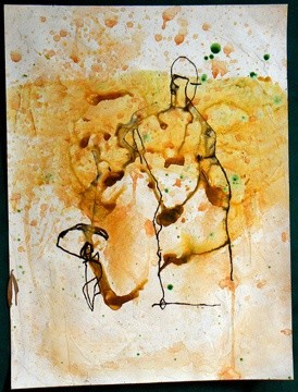 Peinture intitulée "yellow green 08" par Yuri Zain Elvin, Œuvre d'art originale