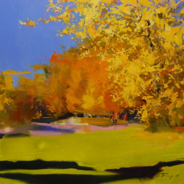 Painting titled "Golden Landscape Pa…" by Yuri Pysar, Original Artwork, Oil