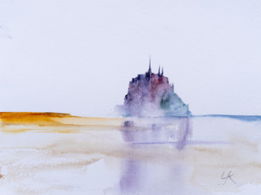 Malerei mit dem Titel "Saint Michel, France" von Yuriy Kraft, Original-Kunstwerk, Aquarell
