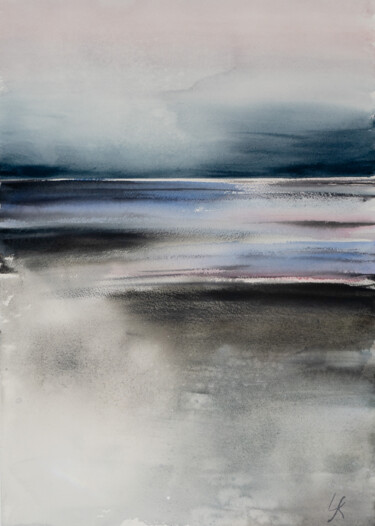 Peinture intitulée "Abstract Landscape X" par Yuriy Kraft, Œuvre d'art originale, Aquarelle
