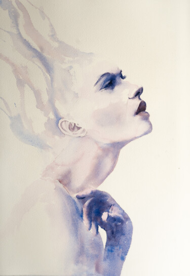 Painting titled "***CASSANDRA***" by Yuriy Kraft, Original Artwork, Watercolor