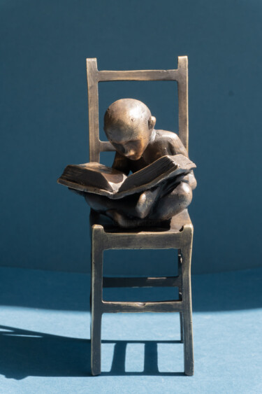 Γλυπτική με τίτλο ""The Little Reader"" από Yuriy Kraft, Αυθεντικά έργα τέχνης, Μπρούντζος