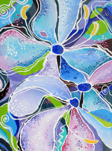 Painting titled "Soul of life"floral…" by Alexandra Dobreikin, Original Artwork, Acrylic Mounted on Wood Stretcher frame