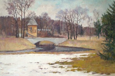 Pintura intitulada "The last snow" por Yury Sapozhnikov, Obras de arte originais, Óleo